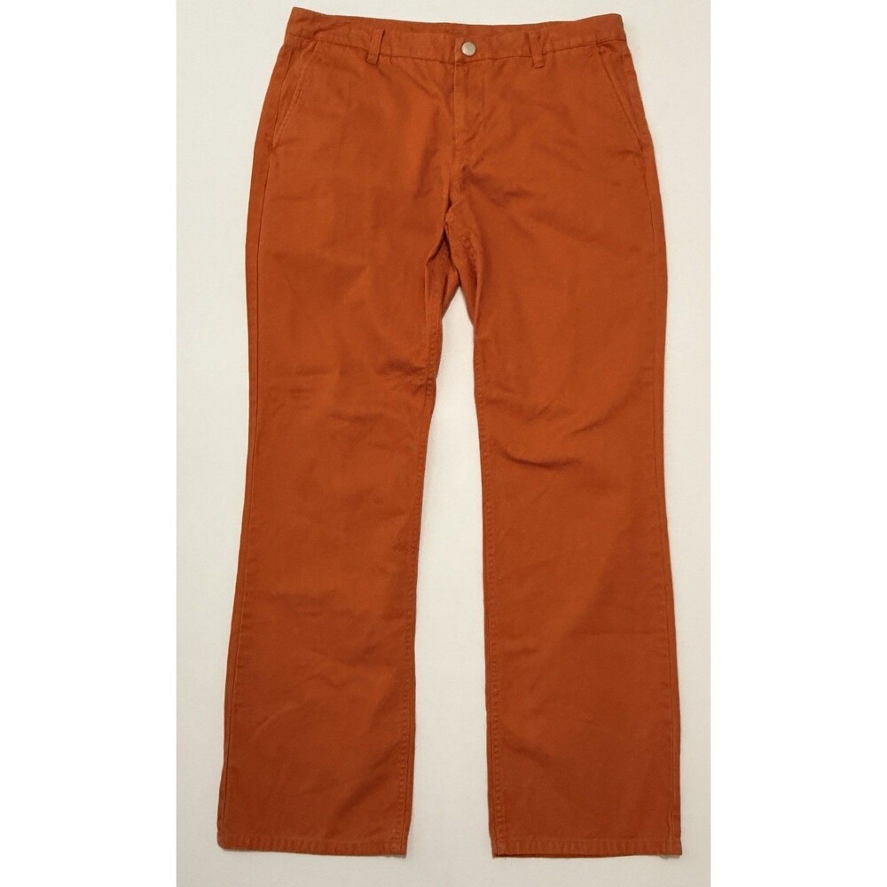 Bonobos Washed Chino Pants Mens 34X32 Orange Straight Fit Cotton Stretch Preppy
